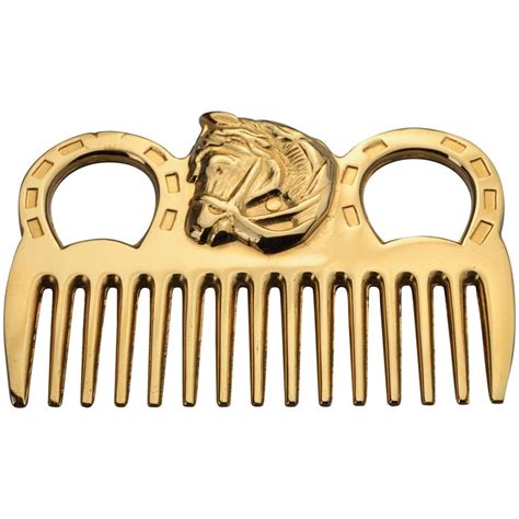 Vintage HERMES Horse Motif Gold Tone Comb 